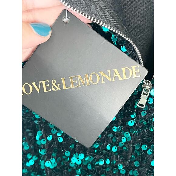 Love & Lemonade Green Sequin Dress Lace Up Backless Mermaid Maxi size XS NWT - Picture 6 of 15